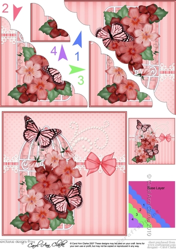Pretty Flowers & Butterfly Birdcage Scalloped Corner Stacker