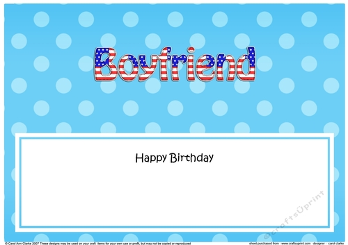 Large DL Happy Birthday BOYFRIEND insert USA Stars & Stripes