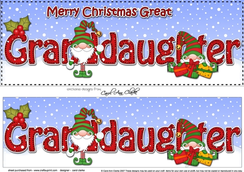 Large DL Merry Christmas GRANDDAUGHTER 3D decoupage with Gnome insert