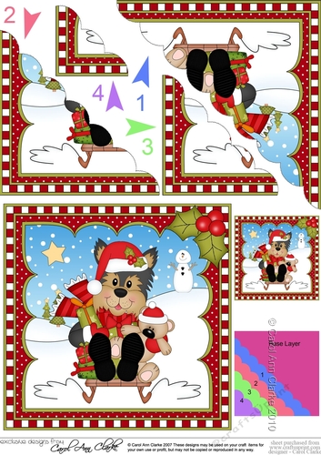 Christmas Scalloped Corner Stacker - Little Yorkie Dog
