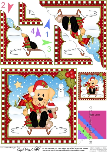 Christmas Scalloped Corner Stacker - Little Golden Labrador Dog