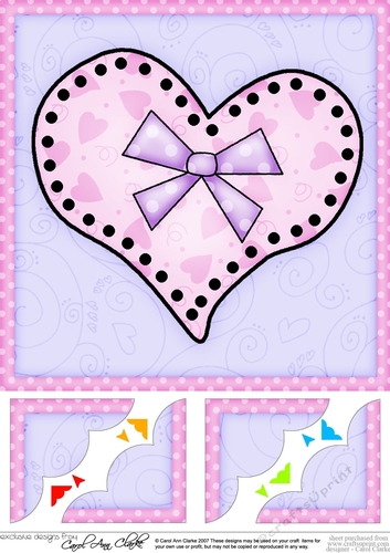 8 x 8 Funky Hearts Scalloped corner Topper