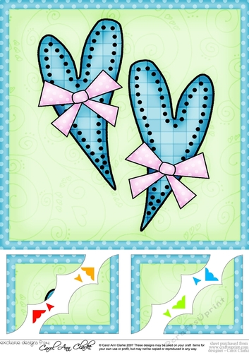 8 x 8 Funky Hearts Scalloped corner Topper