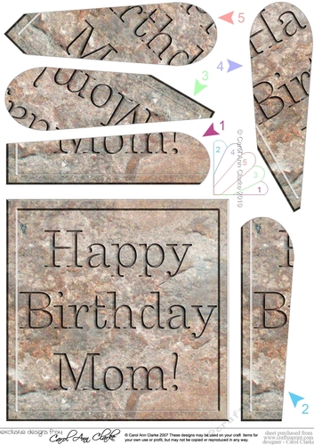 Happy Birthday Mom Set in Stone Fan Pyramage Topper