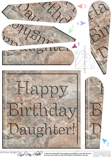Happy Birthday Daughter Set in Stone Fan Pyramage Topper
