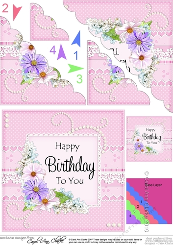 A Touch of Elegance Birthday Flowers Pearls and Lace Scalloped Corner Stacker