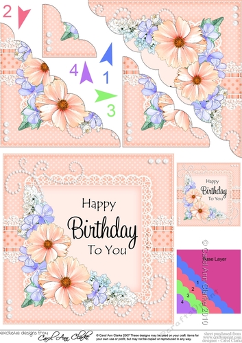 A Touch of Elegance Birthday Flowers Pearls and Lace Scalloped Corner Stacker