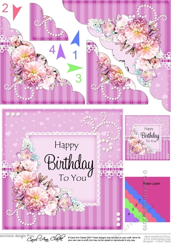 A Touch of Elegance Birthday Flowers Pearls and Lace Scalloped Corner Stacker