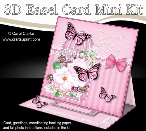 3D Easel Card Mini Kit - Pretty Floral Birdcage with Butterflies