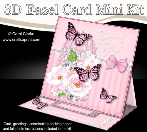 3D Easel Card Mini Kit - Pretty Floral Birdcage with Butterflies