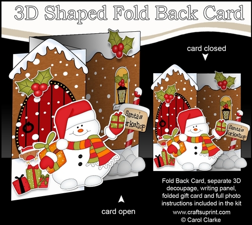 3D Shaped No-Hole Fold Back Christmas Card Mini Kit - Snowman Oli has Xmas Presents
