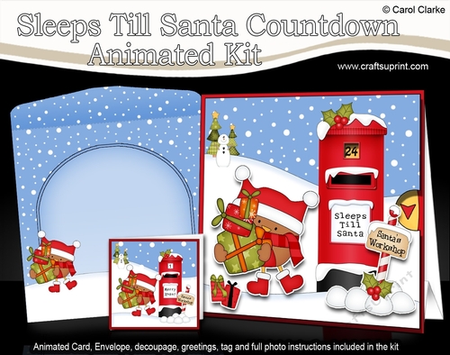 3D Animated Sleeps Till Santa Christmas Postbox Countdown Card Kit - Bobbin Robin has Presents!
