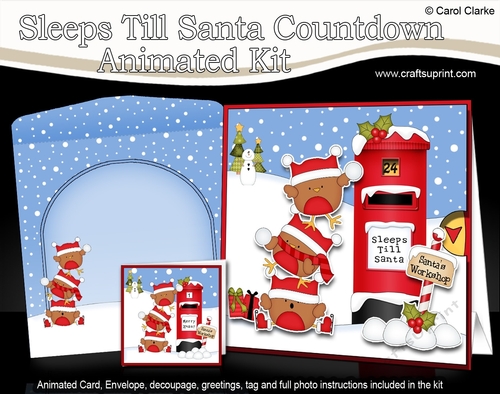 3D Animated Sleeps Till Santa Christmas Postbox Countdown Card Kit - Bobbin Robin is Snowballing!