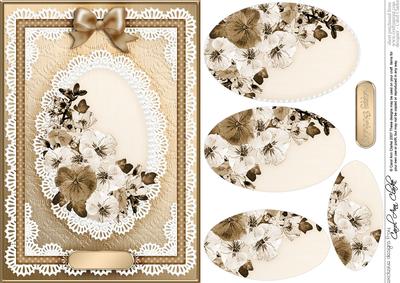 A5 Spring Flowers and Lace Quick Card with Pyramage