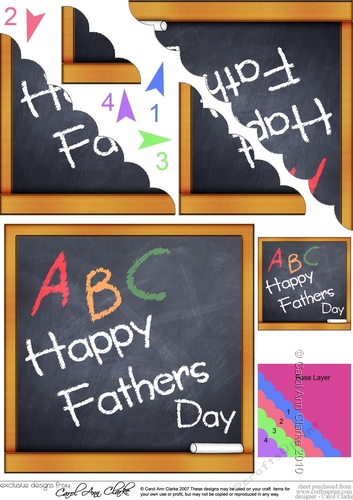 Happy Fathers Day Blackboard Scallop Corner side stacker Topper