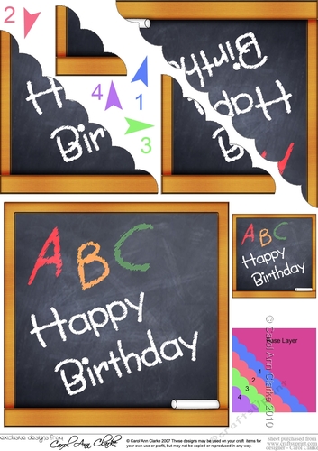 Happy Birthday Blackboard Scallop Corner side stacker Topper