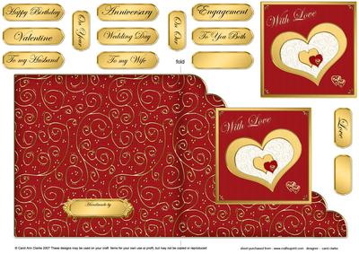 Elegant Hearts Cut and Fold Corner Card