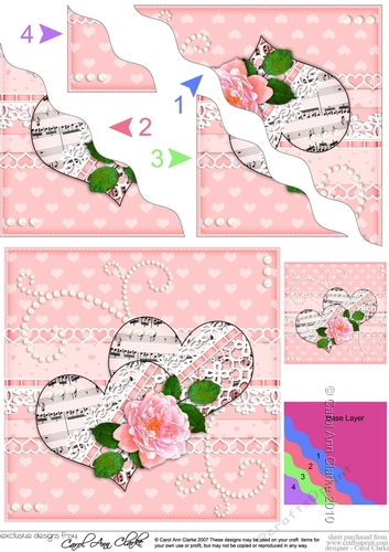 A Touch of Elegance Romantic Hearts, Rose, Pearls and Lace Wavey Corner Stacker