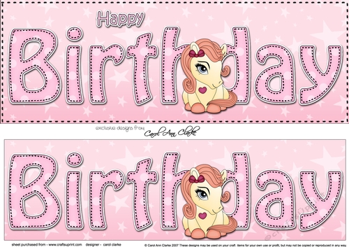Large DL HAPPY BIRTHDAY 3D decoupage with Cute Pony