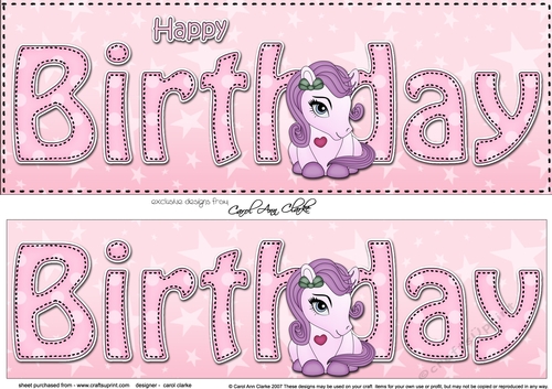 Large DL HAPPY BIRTHDAY 3D decoupage with Cute Pony