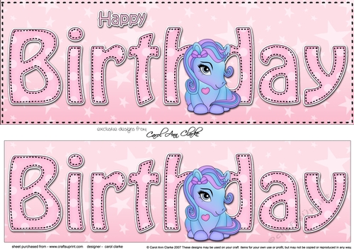 Large DL HAPPY BIRTHDAY 3D decoupage with Cute Pony