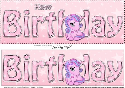 Large DL HAPPY BIRTHDAY 3D decoupage with Cute Pony