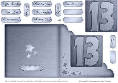 13th Metallic Age Cut and Fold Corner Card