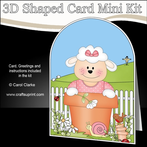 3D Shaped Card  Kit - Flowerpot Friends - Cute Little Lamb