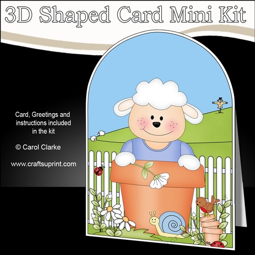 3D Shaped Card  Kit - Flowerpot Friends - Cute Little Lamb