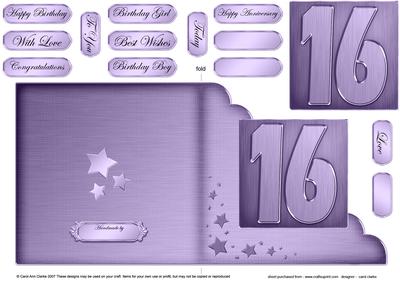 16th Metallic Age Cut and Fold Corner Card