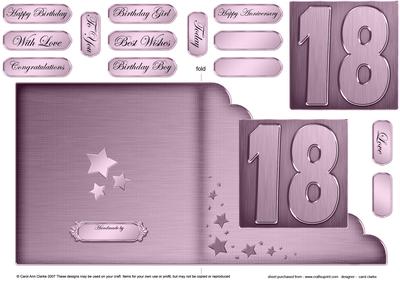 18th Metallic Age Cut and Fold Corner Card