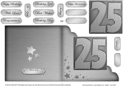 25th Metallic Age Cut and Fold Corner Card