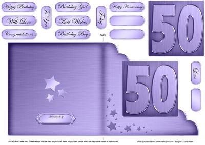 50th Metallic Age Cut and Fold Corner Card