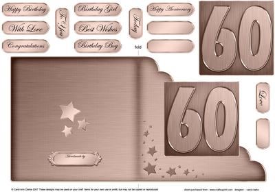60th Metallic Age Cut and Fold Corner Card