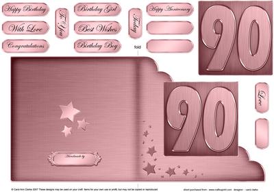 90th Metallic Age Cut and Fold Corner Card