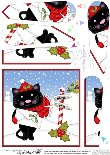 Christmas Cat is at the North Pole Fan Pyramage Topper