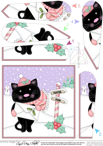 Christmas Cat is at the North Pole Fan Pyramage Topper