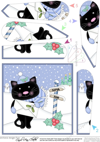 Christmas Cat is at the North Pole Fan Pyramage Topper