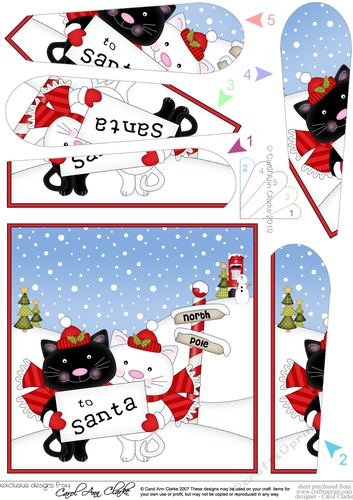 Christmas Cats are at the North Pole Fan Pyramage Topper