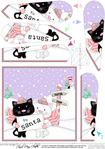 Christmas Cats are at the North Pole Fan Pyramage Topper