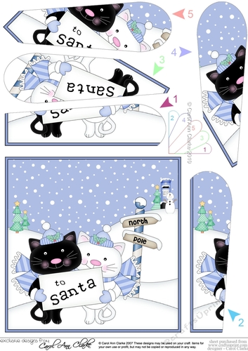 Christmas Cats are at the North Pole Fan Pyramage Topper
