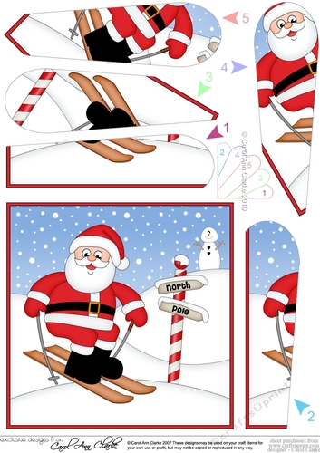 Christmas Santa is at the North Pole Fan Pyramage Topper