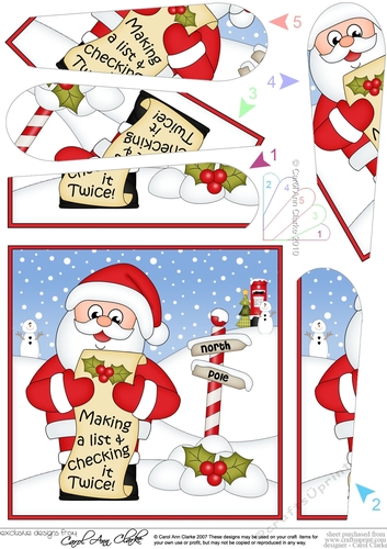 Christmas Santa is at the North Pole Fan Pyramage Topper