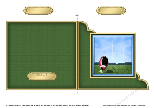 Rugby Quick Cut and Fold Corner Card 