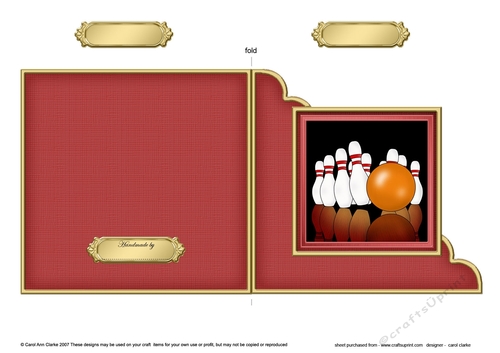 10 Pin Bowling Quick Cut and Fold Corner Card 