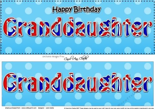 Large DL Happy Birthday GRANDDAUGHTER 3D decoupage UK Union Jack