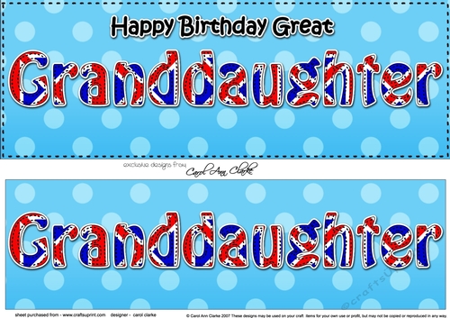 Large DL Happy Birthday GREAT GRANDDAUGHTER 3D decoupage UK Union Jack
