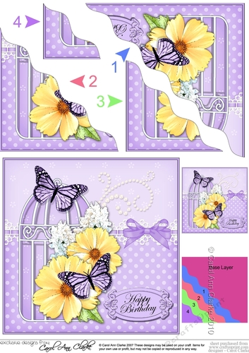 Birthday Butterflies and Flowers Birdcage High Wavey Corner Stacker