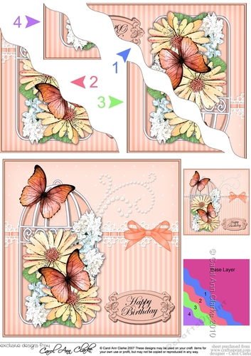 Birthday Butterflies and Flowers Birdcage High Wavey Corner Stacker