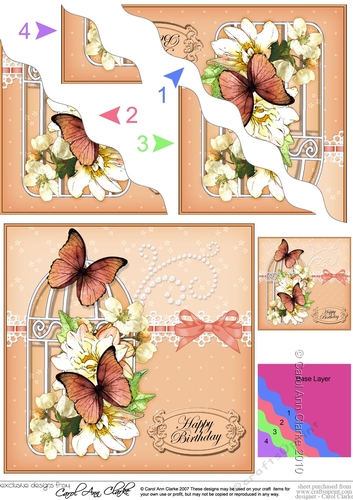 Birthday Butterflies and Flowers Birdcage High Wavey Corner Stacker